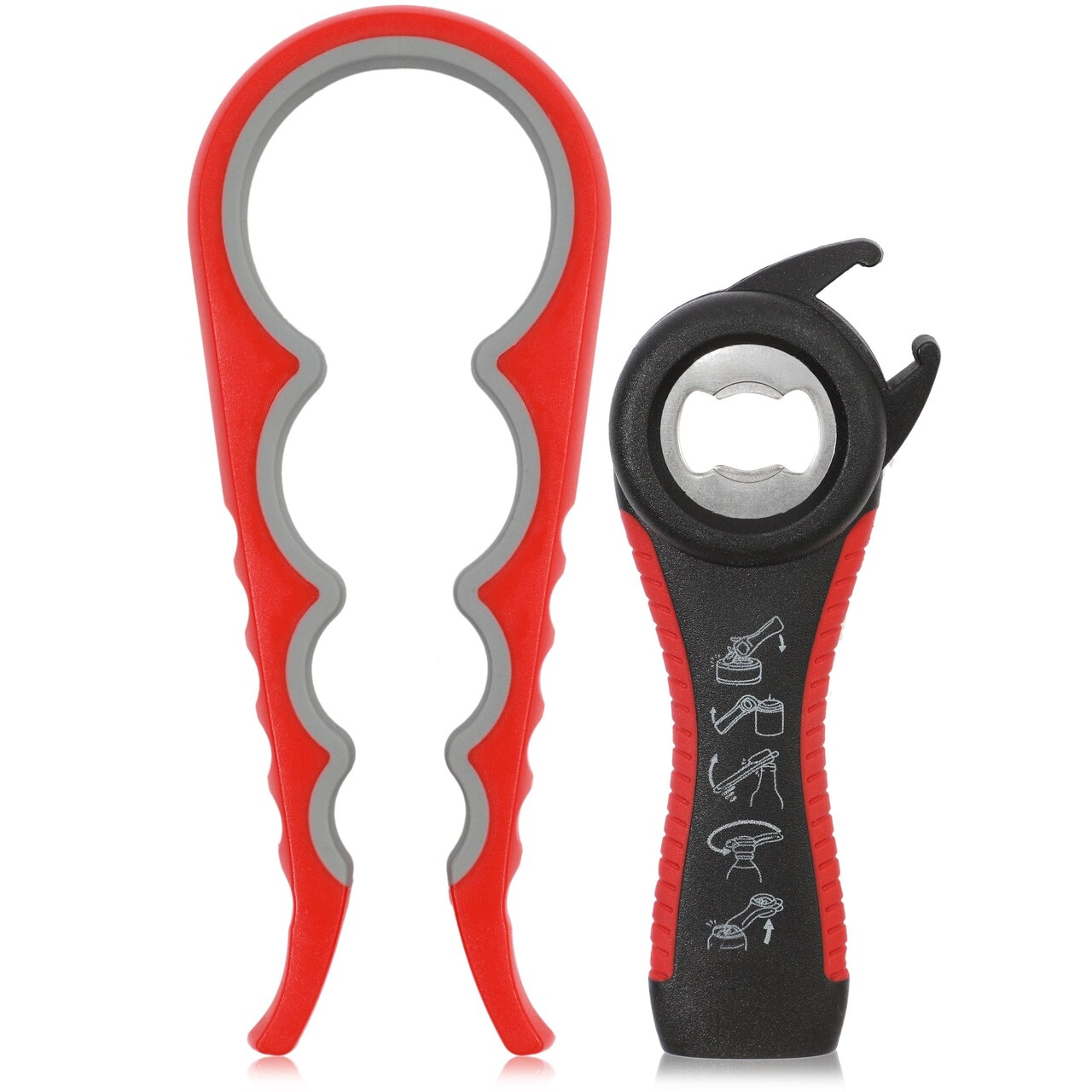 Silicone and Metal 5-in-1 Bottle Opener - Easy Grip Jar Opener Tool for  Home, Special Events, Camping, Arthritis Suffers (2-Piece Set)